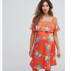 Asos Maternity Cold Shoulder Red floral dress NWOT